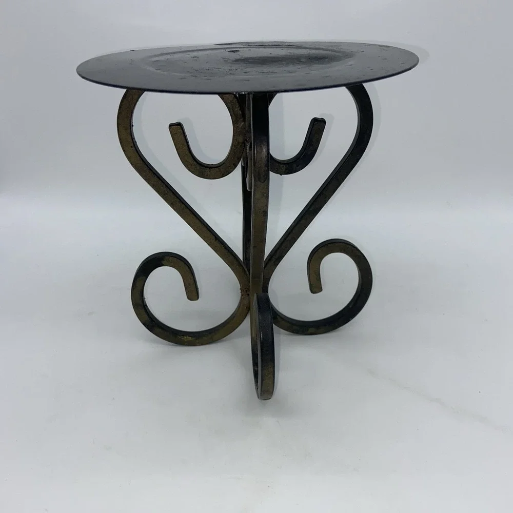 Black Wrought Iron Scroll Candle Holder Pedestal Stand‎ Metal Display Riser 6